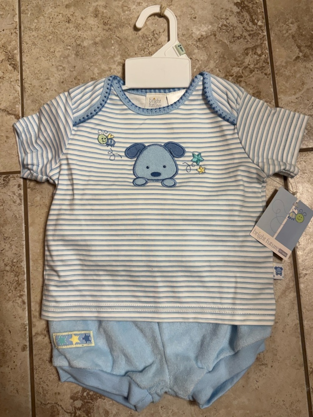 Vintage bright future embroidered set size 6 to 9 months